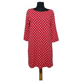 Vestido Marimekko de Bolinhas Vermelhas e Brancas de Algodão Branco Vermelho