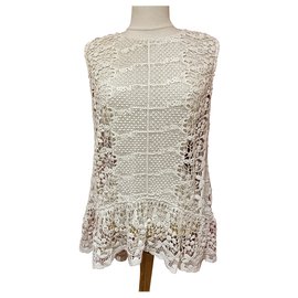Stella Forest Cotton Guipure Tunic Top Eggshell Eggshell