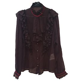 Etro boho chique camisa de bolinhas de seda Marrom Vermelho
