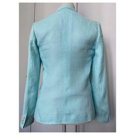 Autre Marque-CURLING giacca di lino blu laguna-Blu chiaro