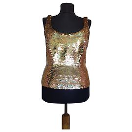 Autre Marque Barbara Schwarzer Sequin Tank Top Golden Multiple colors Golden