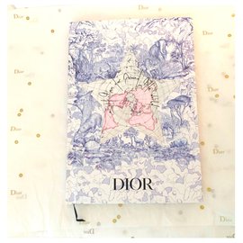 Dior-Toile de Jouy bleu "Around the world"-Blanc,Bleu clair