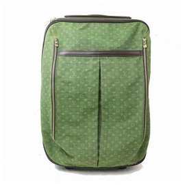Louis Vuitton-Khaki Monogram Mini Lin Annette Horizon Pegase Rolling Luggage-Green