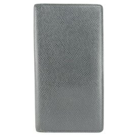 Louis Vuitton-Black Taiga James Brazza Wallet Bifold Long Flap-Black