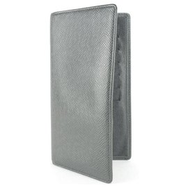 Louis Vuitton-Black Taiga James Brazza Wallet Bifold Long Flap-Black