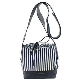 Loeffler Randall Borsa a tracolla in tela blu con secchiello in tessuto a righe blu scuro Blu
