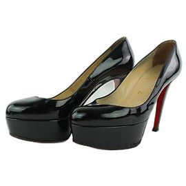 Christian Louboutin Black Patent Bianca Platform Heels Pumps Black