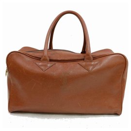 Saint Laurent-Duffle Ysl Luggage Bolso de viaje / fin de semana de cuero marrón-Castaño
