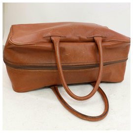 Saint Laurent-Duffle Ysl Luggage Brown Leather Weekend/Travel Bag-Brown