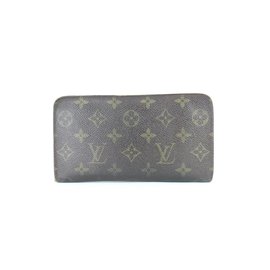 Louis Vuitton-Monogram Zippy Long Wallet Brown Coated Canvas Wristlet-Brown