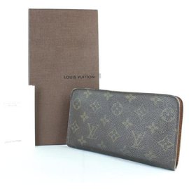 Louis Vuitton-Monogram Zippy Long Wallet Brown Coated Canvas Wristlet-Brown