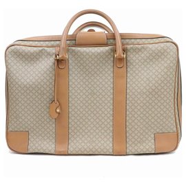 Céline-Céline Luggage Micro Gg Monogram Logo Suitcase Brown Coated Canvas Weekend/Travel Bag-Brown