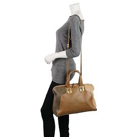 Fendi Bolsa Tricolor Chameleon Grande Couro Marrom Marrom