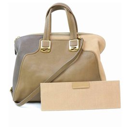 Fendi-Tri-color Chameleon Large Tote Brown Leather Satchel-Brown