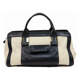 Chloé Duffle Bicolor Boston Black Leather Weekend/Travel Bag Black