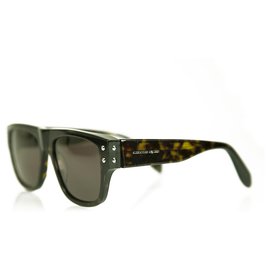 Alexander Mcqueen-Alexander McQueen AM0069S 002 Tortoise Like Dark Brown Sunglasses-Brown