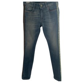 Autre Marque-Jeans com recortes de lagarto Pianustudio-Azul