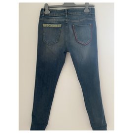 Autre Marque-Jeans com recortes de lagarto Pianustudio-Azul