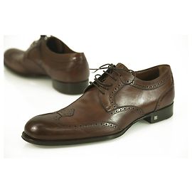 Derbies à lacets en cuir de veau marron Louis Vuitton avec détails richelieu sz 9 Marron