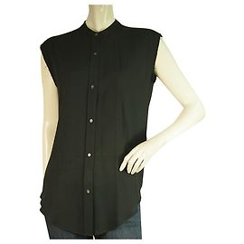 Helmut Lang Schwarz Viskose Ärmelloses Button-Down-Shirt mit offenem Rücken Top Size S. Schwarz