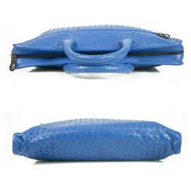 Bottega Veneta-BOTTEGA VENETA BUSINESS BLUE INTRECCIATO NAPA BRIEFCASE-Blue