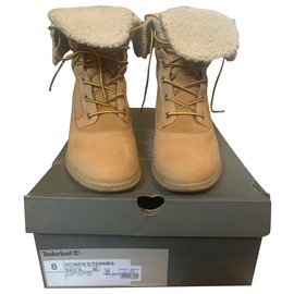 Bottes compensées Timberland cuir beige Beige