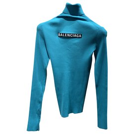 Balenciaga Turtleneck Top Turquoise Turquoise