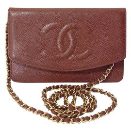 Chanel-Chaîne sur portefeuille-Marron