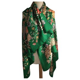 Hermès-FABRIC FLOWERS and BUTTERFLIES-Green