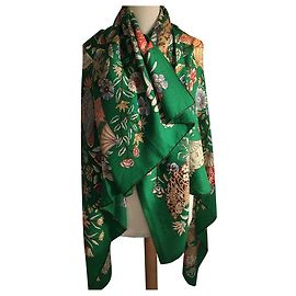 Hermès TECIDOS FLORES E BORBOLETAS Verde