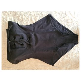 Eres-Maillot de bain une piece avec lacet sur le devant sans bretelles- vendu with pochette ERES-Nero