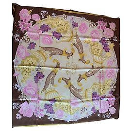 Hermès Hermes Fleurs et Raisins Rosa Branco Roxo Amarelo