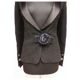 Chanel-2017 ''Techno'' Jacket with Brooch-Black