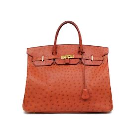 Hermès Struzzo Birkin 35 Marrone arancio bruciato Altro