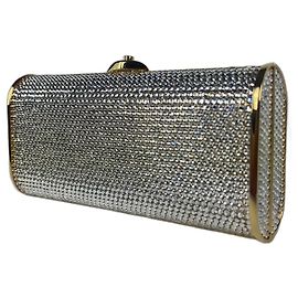 Judith Leiber Da sera a tracolla con catena in argento dorato e cristallo Minaudiere pieno di perline Altro