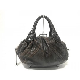 Fendi-Brown Leather Mini Spy Hobo Woven-Other