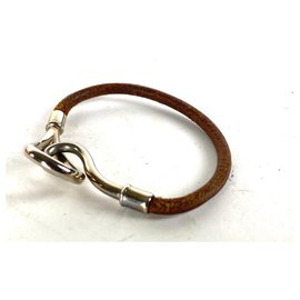 Hermès-Jumbo Hook Bracelet Silberbrauner Kratzarmreif-Andere