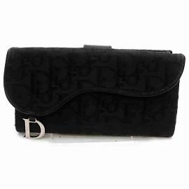 Dior Portafoglio con patta lunga monogramma Trotter Saddle Nero Altro
