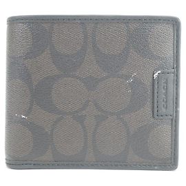 Coach Portafoglio bifold da uomo con monogramma marrone Marrone