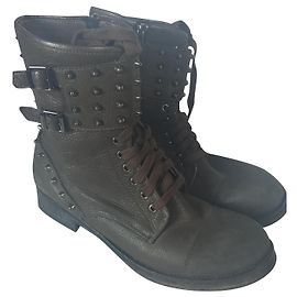 Botas de couro Ash em tom cáqui Caqui