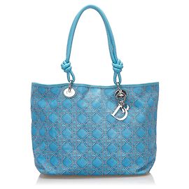 Dior Blue Cannage Canvas Einkaufstasche Blau Hellblau