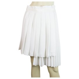Ermanno Scervino-Ermanno Scervino White Asymmetric Pleated high waisteded Skirt size 40-White