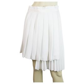 Ermanno Scervino White Asymmetric Plissee Rock mit hoher Taille 40 Weiß