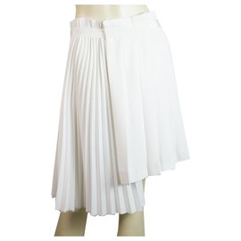Ermanno Scervino-Ermanno Scervino White Asymmetric Pleated high waisteded Skirt size 40-White