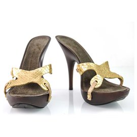 Giuseppe Zanotti-Giuseppe Zanotti Super Sexy Golden Snakeskin Platform Sandals Heels sz 36-Golden