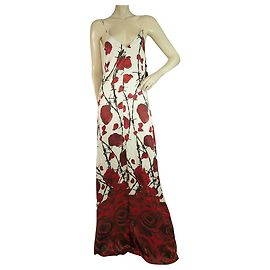 NWT Philipp Plein Summoner Long Maxi Roses & Barbwire Robe d'été sz M 1435euro Noir Blanc Bordeaux