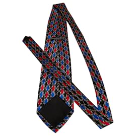 Cravatta Christian Dior in seta nera blu e rossa Multicolore