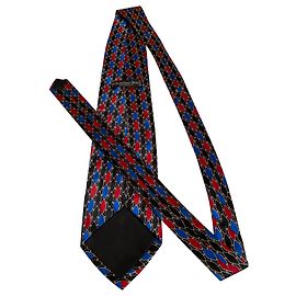 Gravata Christian Dior de seda preta azul e vermelha Multicor