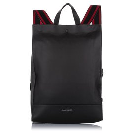 Alexander McQueen Schwarzer Lederrucksack Schwarz