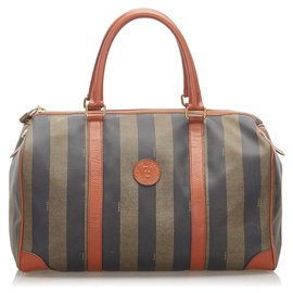 Fendi-Sac Boston Fendi Pequin Boston-Marron,Noir
